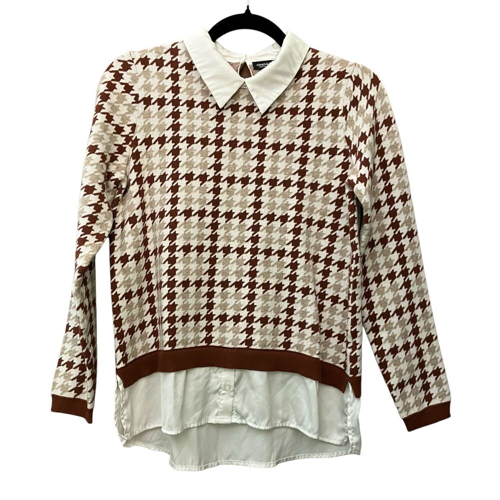Jones and Co. layered look houndstooth sweater top